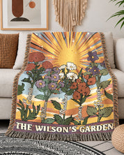 Personalized Family Birth Flower Vintage Retro Woven Blanket