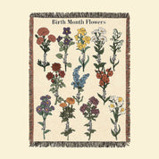 Personalized Family Birth Flower Vintage Retro Woven Blanket