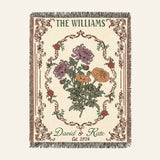 Personalized Birth Flowers Vintage Woven Blanket