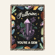You're A Gem: Birthstone & Birth Flower Keepsake - Personalized Woven Blanket