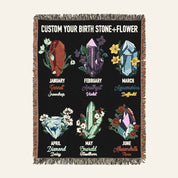 You're A Gem: Birthstone & Birth Flower Keepsake - Personalized Woven Blanket