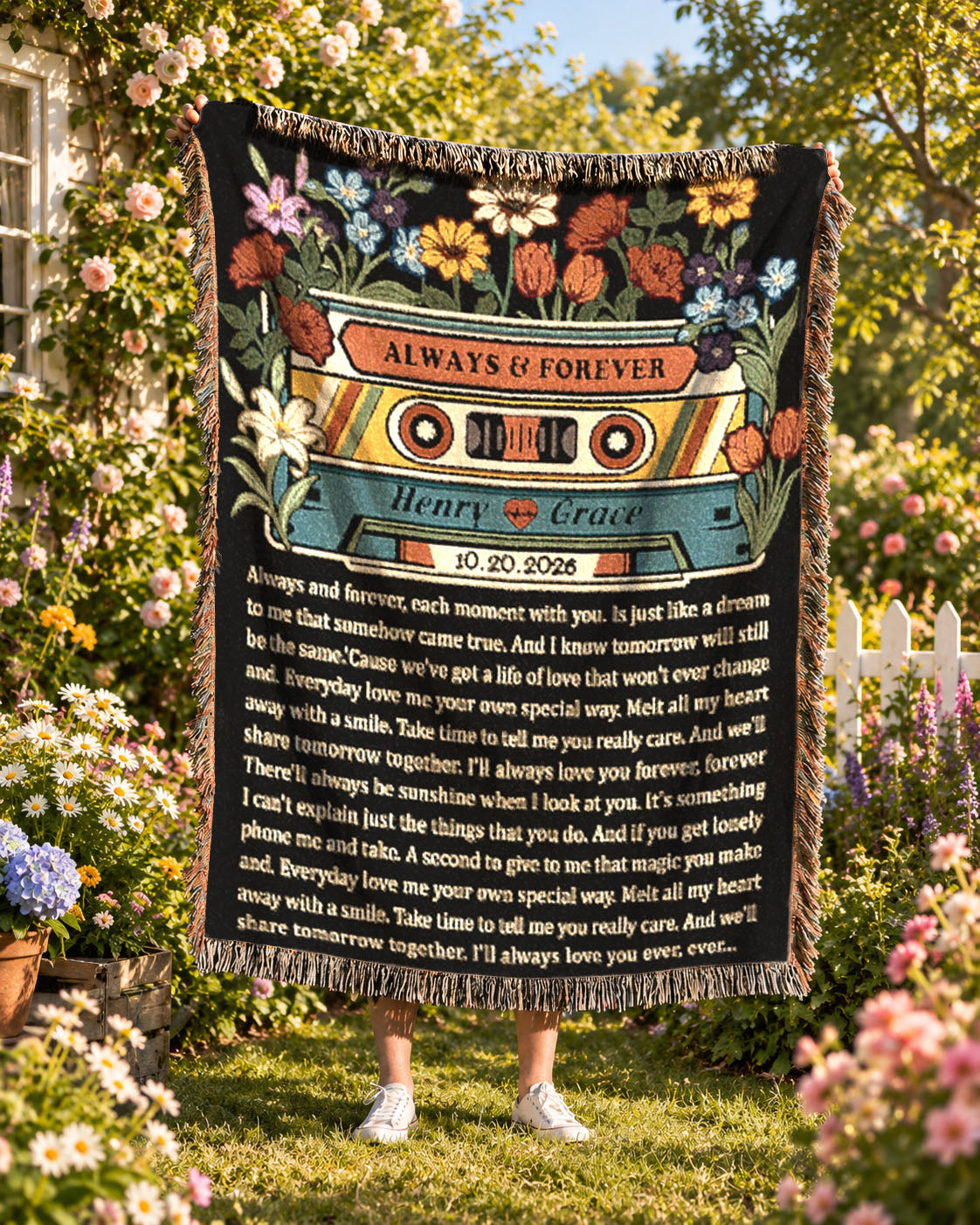 Personalized Song Lyric Vintage Cassette Woven Blanket
