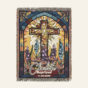 Personalized Stained Glass Baptism Woven Blanket