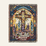 Personalized Stained Glass Baptism Woven Blanket