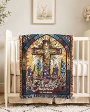 Personalized Stained Glass Baptism Woven Blanket