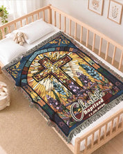 Personalized Stained Glass Baptism Woven Blanket