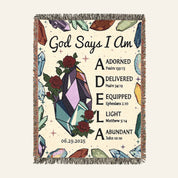 Personalized Birth Flower Birthstone Scripture Baby Woven Blanket