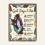 Personalized Birth Flower Birthstone Scripture Baby Woven Blanket