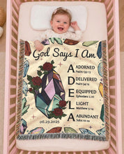 Personalized Birth Flower Birthstone Scripture Baby Woven Blanket