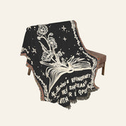 Where She Dreams: Birth Flower & Book Lover Design - Personalized Woven Blanket
