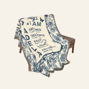 God Says I Am: Blue Toile & Scripture Affirmations For Babies - Personalized Woven Blanket