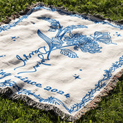 Personalized Flower Birth Couple Woven Blanket