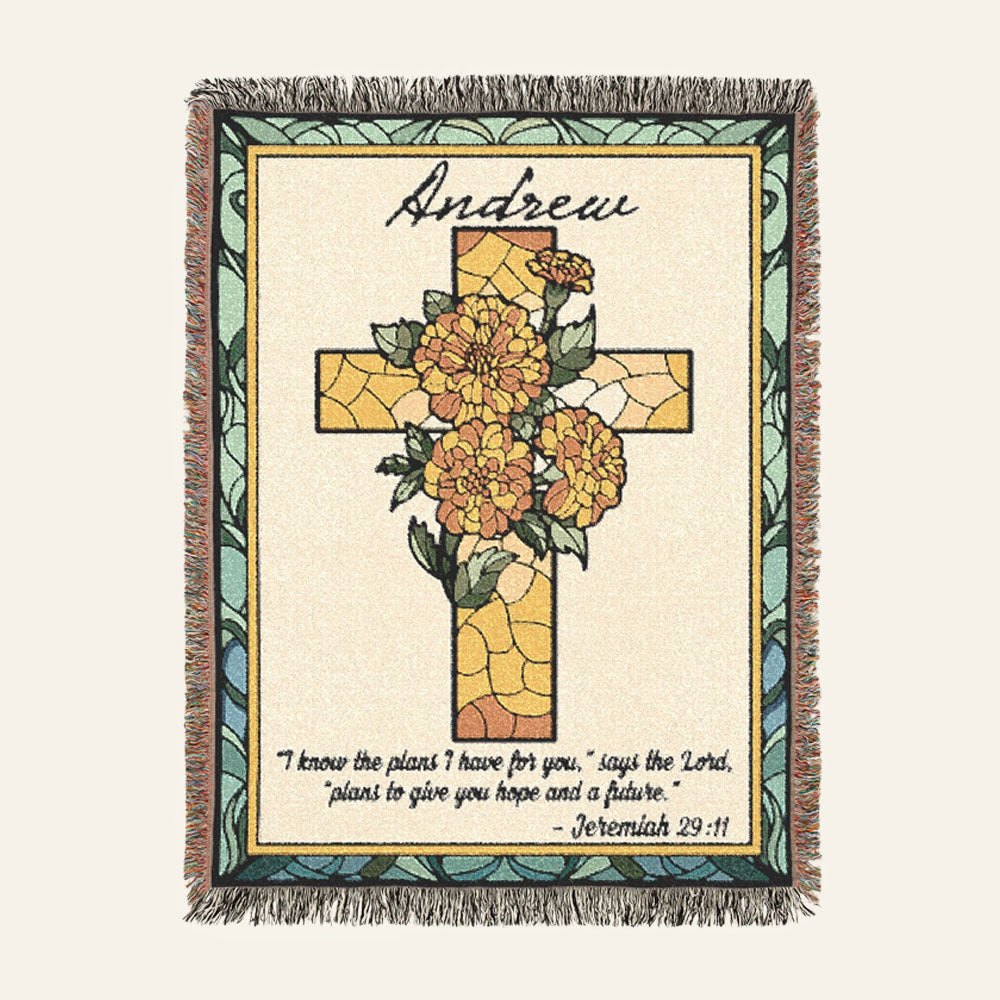 Personalized October Cosmos Blessing Woven Blanket
