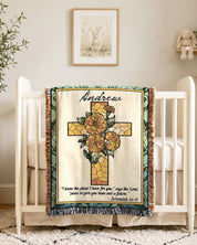 Personalized October Cosmos Blessing Woven Blanket