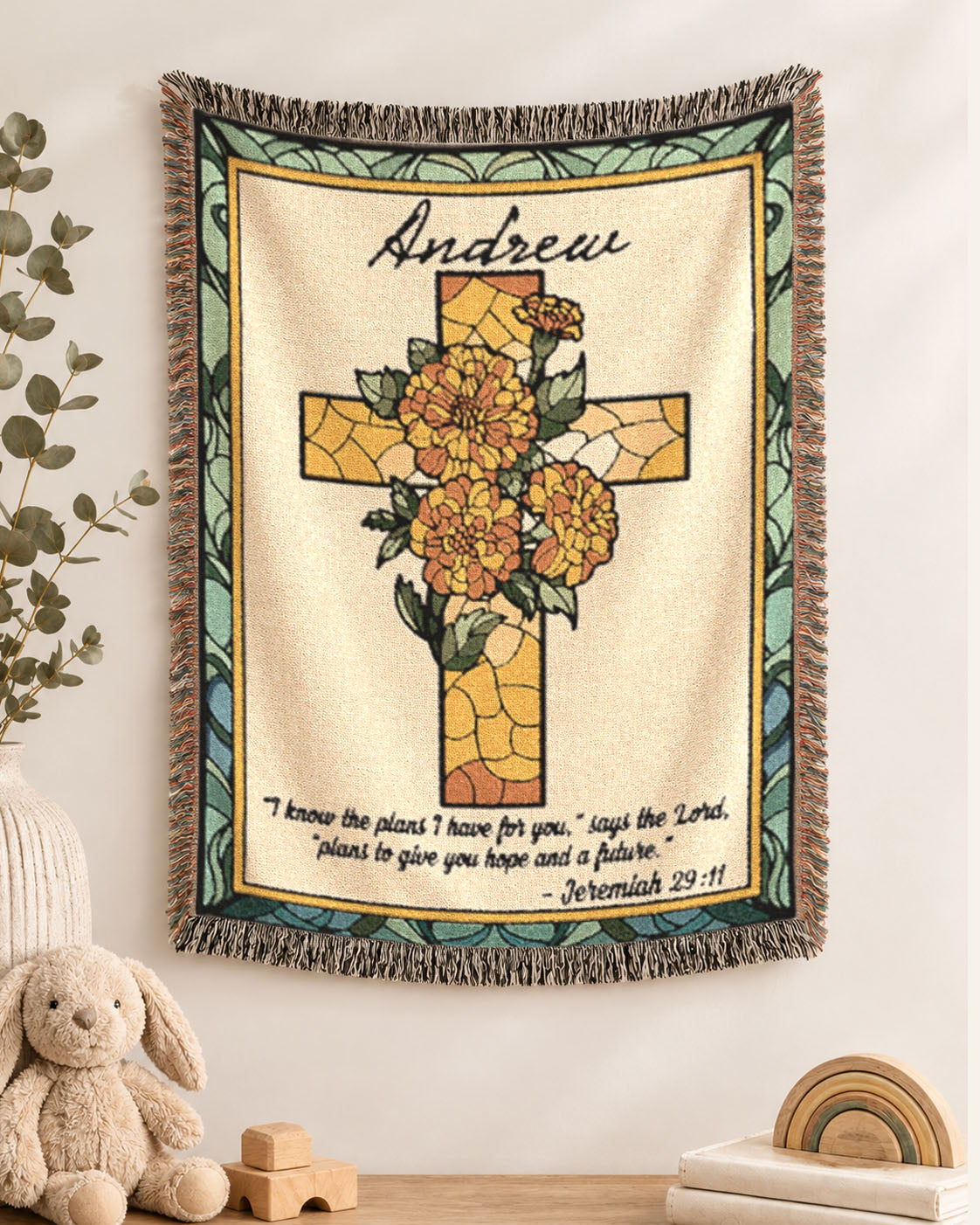 Personalized October Cosmos Blessing Woven Blanket