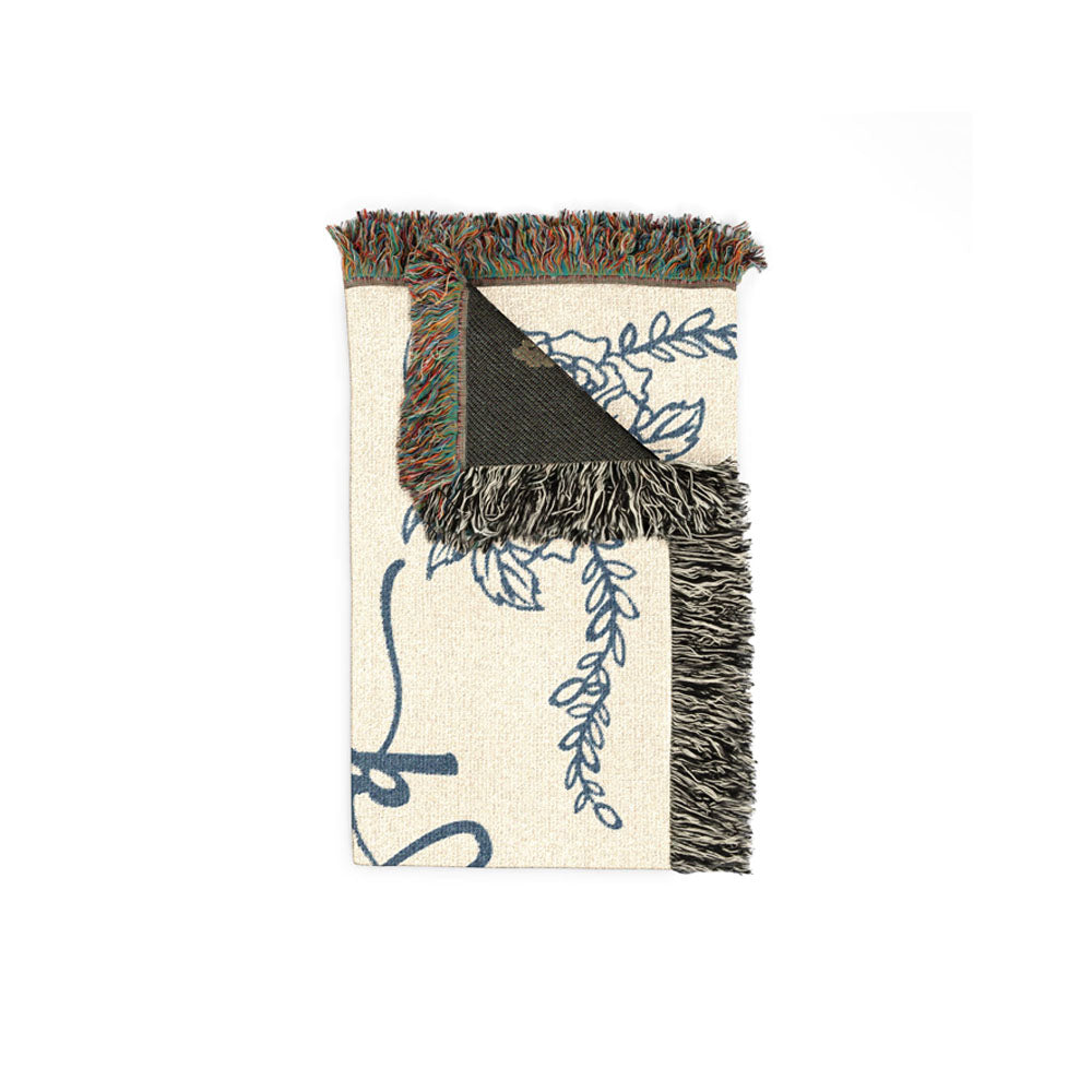 Customized Floral Monogram Couple Woven Blanket