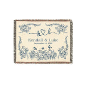 Customized Floral Monogram Couple Woven Blanket
