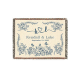 Customized Floral Monogram Couple Woven Blanket