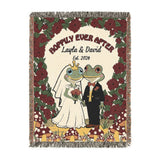 Personalized Couple Frog Wedding Hoppily Woven Blanket