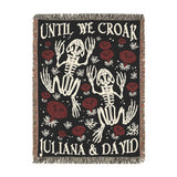 Personalized Frog Skeleton Couple Woven Blanket