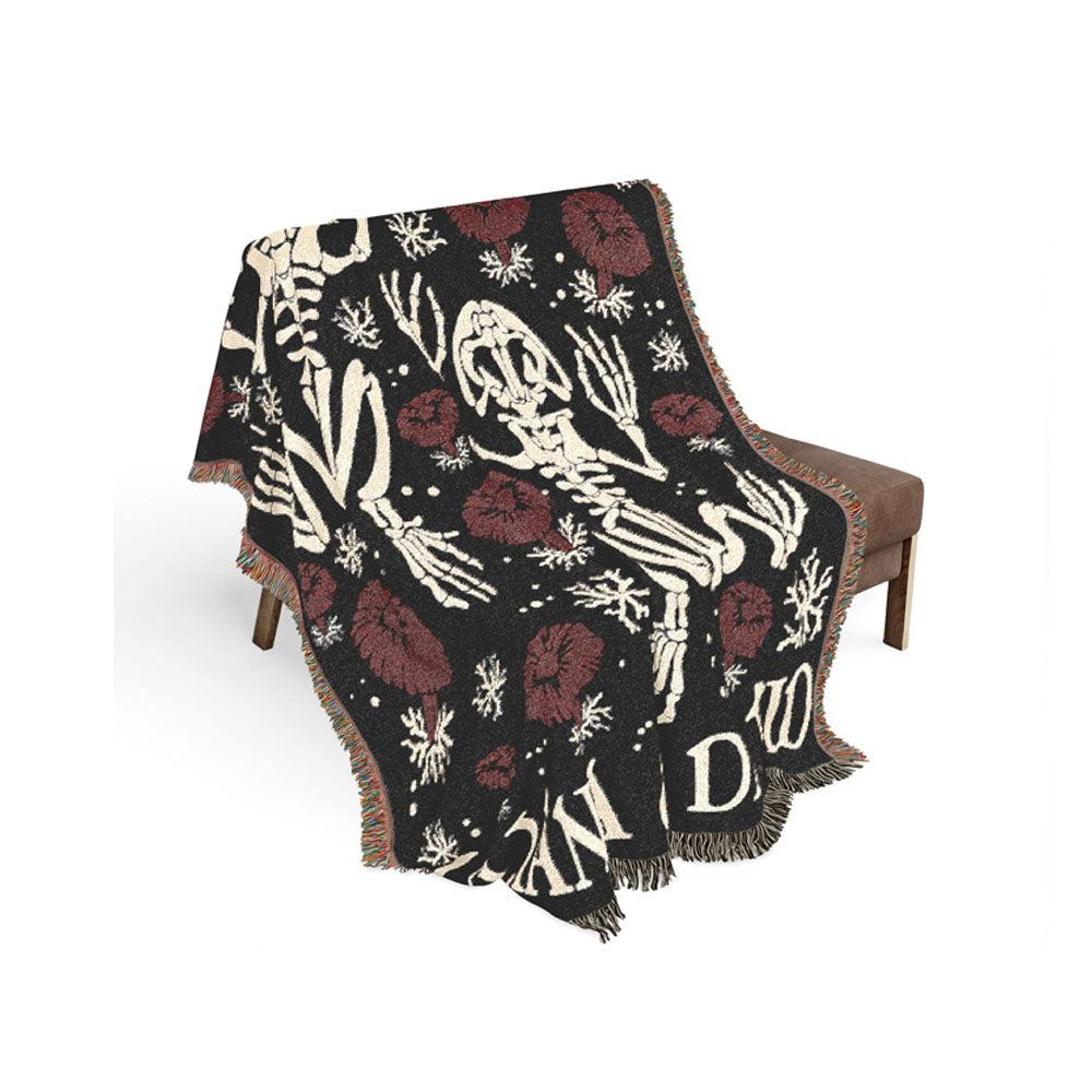 Personalized Frog Skeleton Couple Woven Blanket