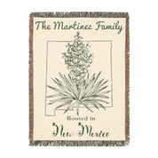 Personalized Family Name & State Flower Woven Blanket