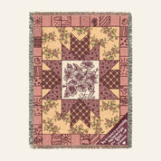 Pink Floral Patchwork & Birth Flower For Babies & Kids - Personalized Woven Blanket