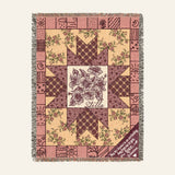Pink Floral Patchwork & Birth Flower For Babies & Kids - Personalized Woven Blanket