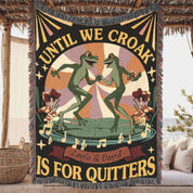 Personalized Couple Frog Groovy Retro Woven Blanket