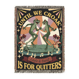 Personalized Couple Frog Groovy Retro Woven Blanket