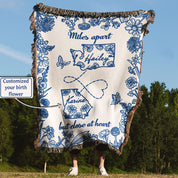 Personalized State To State Flower Month Line Woven Blanket
