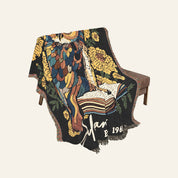 Personalized Lifetime of Books & Wisdom Owl Birth Flower Woven Blanket