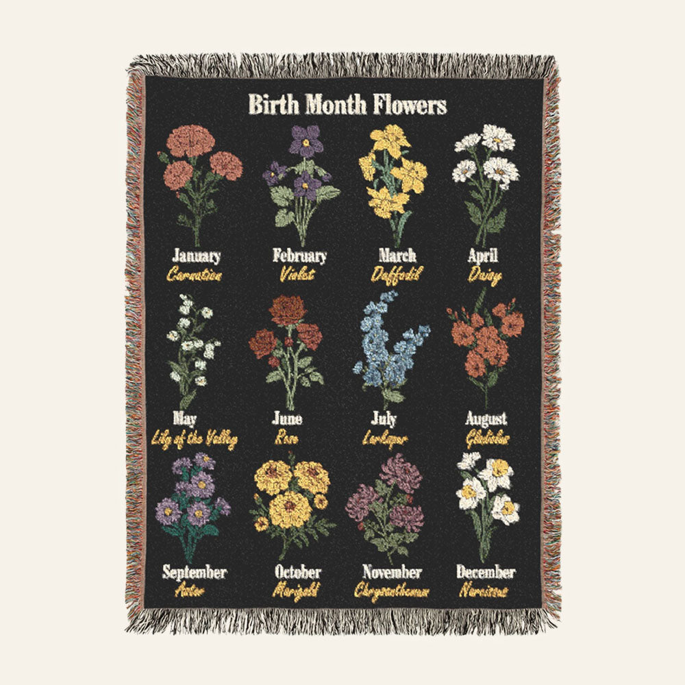 Personalized Lifetime of Books & Wisdom Owl Birth Flower Woven Blanket