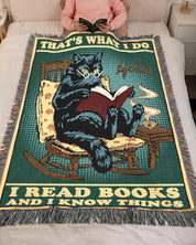 Personalized I Read Books And I Know Things Cat Woven Blanket