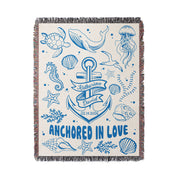 Personalized Ocean Anchored Couple Woven Blanket