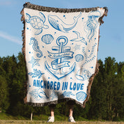 Personalized Ocean Anchored Couple Woven Blanket