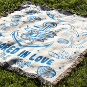 Personalized Ocean Anchored Couple Woven Blanket