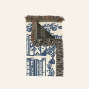 Personalized Blue Toile Books & Flowers Reading Woven Blanket
