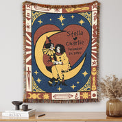 Personalized Pierrot & Columbina Couple Woven Blanket