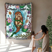 Personalized Mother Daughter Otter Woven Blanket