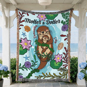 Personalized Mother Daughter Otter Woven Blanket