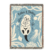 Personalized Father Daughter Otter Woven Blanket