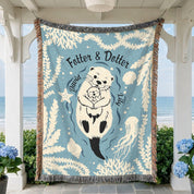 Personalized Father Daughter Otter Woven Blanket