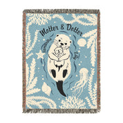 Personalized Mother Daughter Otter Woven Blanket