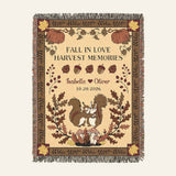 Personalized Autumn Quirrel Couple Woven Blanket