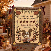 Personalized Autumn Quirrel Couple Woven Blanket