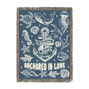 Personalized Ocean Theme Couple  Woven Blanket