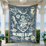 Personalized Ocean Theme Couple  Woven Blanket