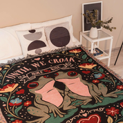 Personalized Couple Frog Croak Art Woven Blanket