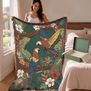 Personalized Love Birds Tropical Couple Woven Blanket
